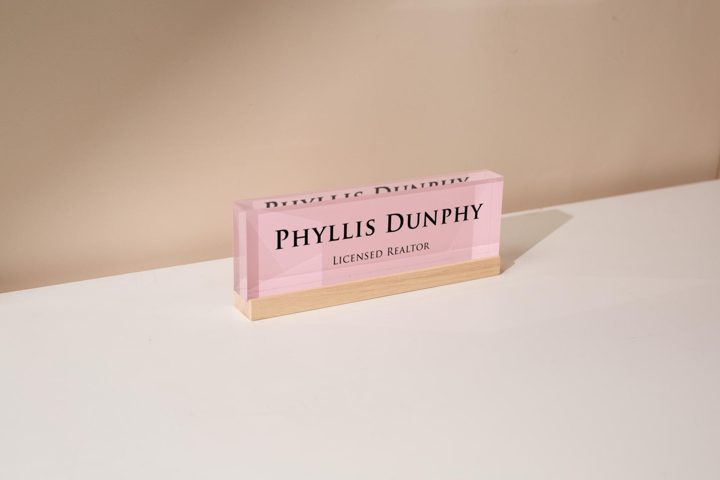Pastel Acrylic Name Block (D4) - w/ Optional Wooden Base, Work Title Desk Table CEO Sign Job Office Decor Promotion Coworker Staff Gifts