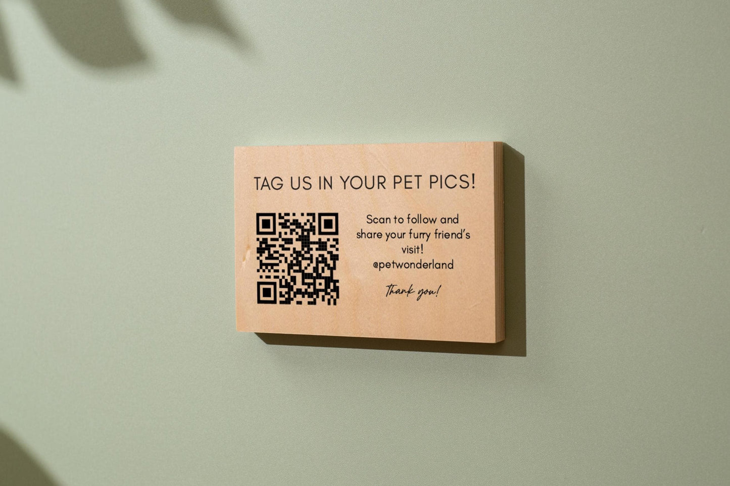 4x6 Birch Plywood QR Sign (D3) - Your Text On Wooden Plate, Custom Signs Desk Wall, Shop Office Business QR Code Sign to Any Website Link