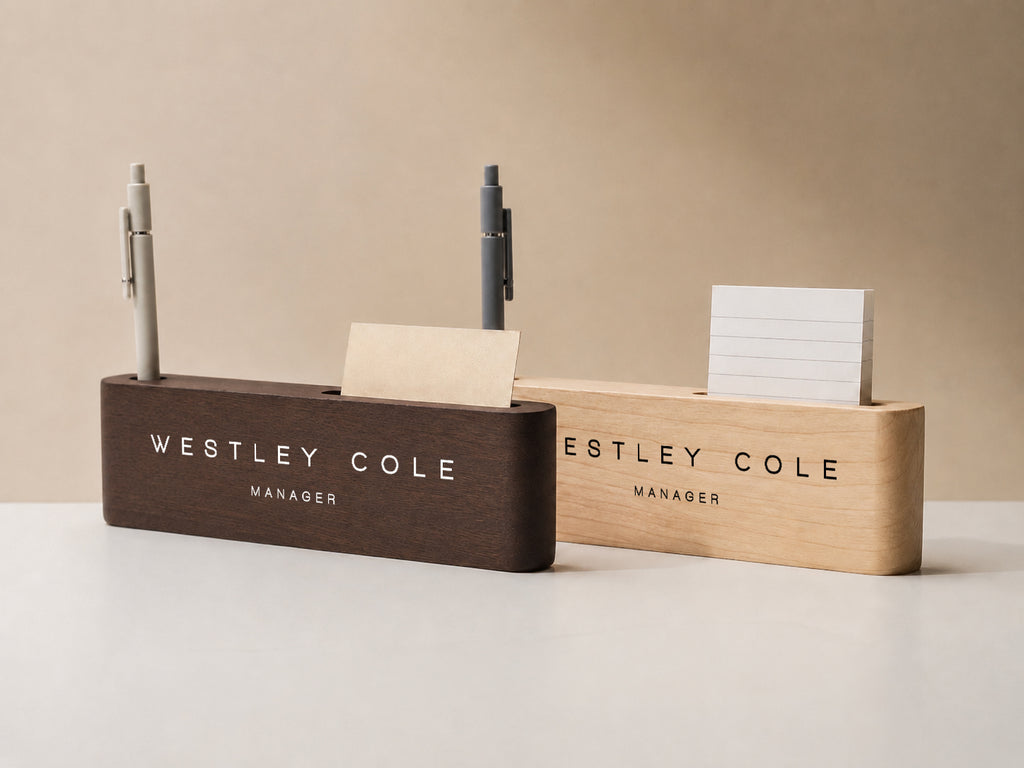 Curved Personalized Wood Name Block w/ Slots (D3) - Minimal Executive Desk CEO Room Table Sign Job Office Decor Teacher Graduation Promotion Gift (Copy)