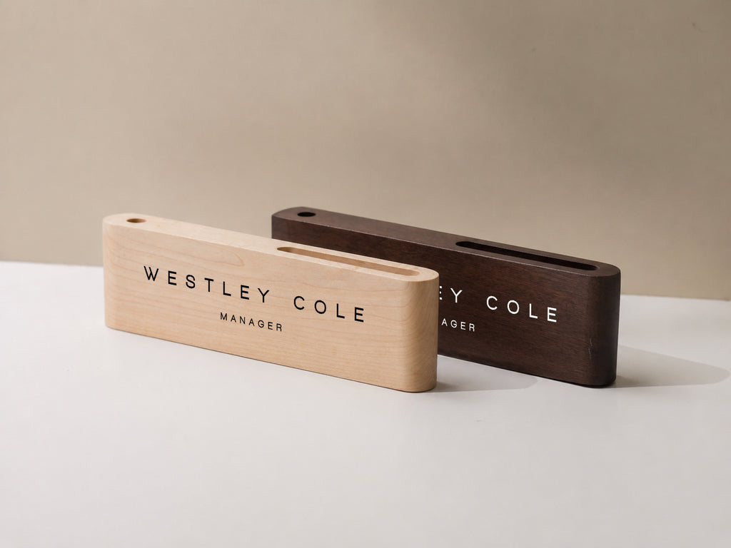 Curved Personalized Wood Name Block w/ Slots (D3) - Minimal Executive Desk CEO Room Table Sign Job Office Decor Teacher Graduation Promotion Gift (Copy)
