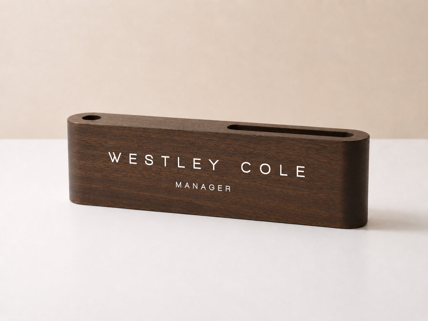 Curved Personalized Wood Name Block w/ Slots (D3) - Minimal Executive Desk CEO Room Table Sign Job Office Decor Teacher Graduation Promotion Gift (Copy)