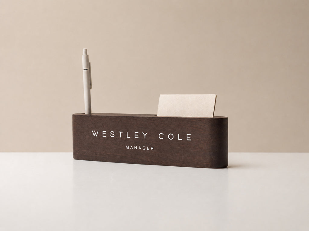 Curved Personalized Wood Name Block w/ Slots (D3) - Minimal Executive Desk CEO Room Table Sign Job Office Decor Teacher Graduation Promotion Gift (Copy)
