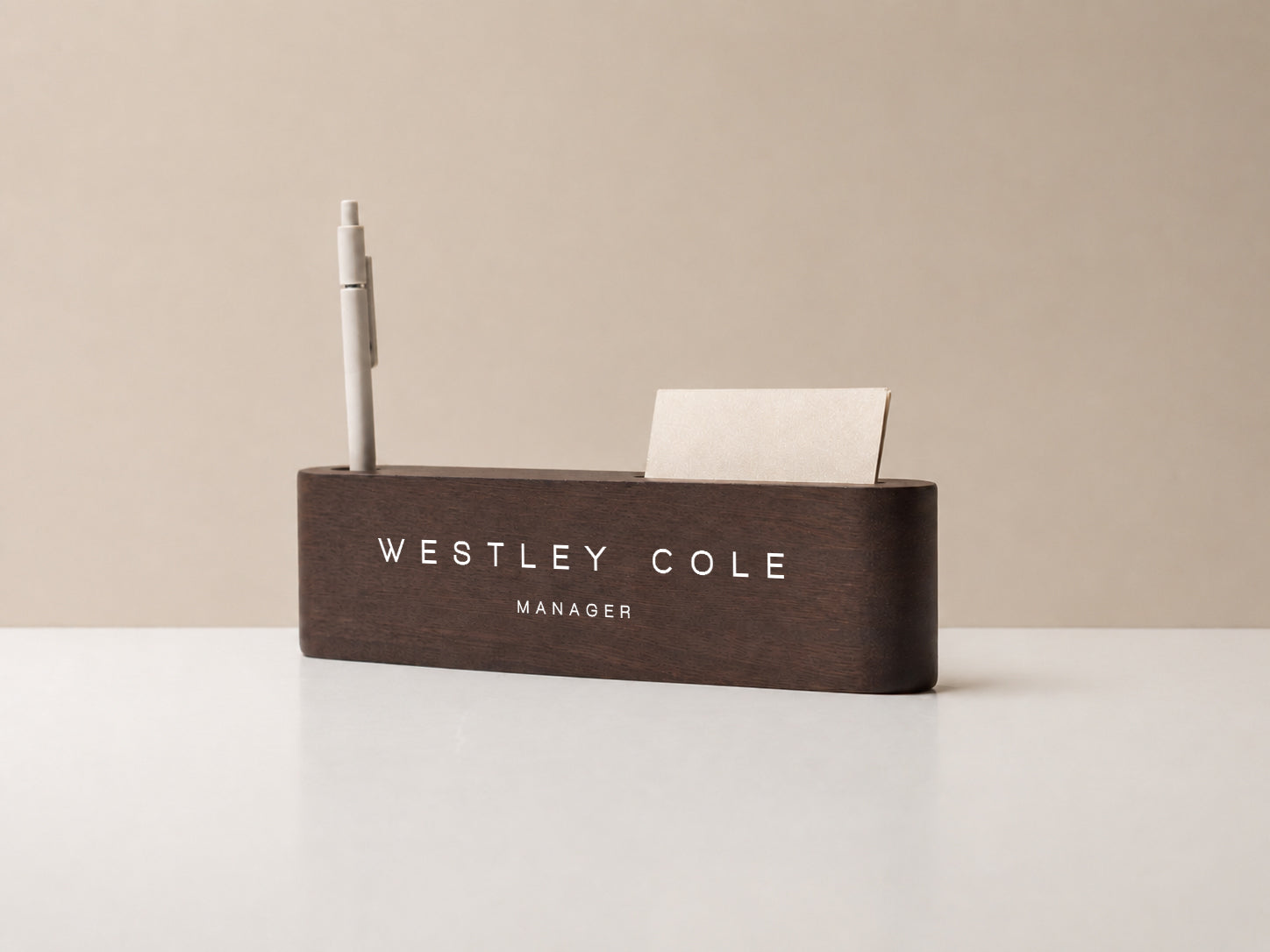 Curved Personalized Wood Name Block w/ Slots (D3) - Minimal Executive Desk CEO Room Table Sign Job Office Decor Teacher Graduation Promotion Gift (Copy)