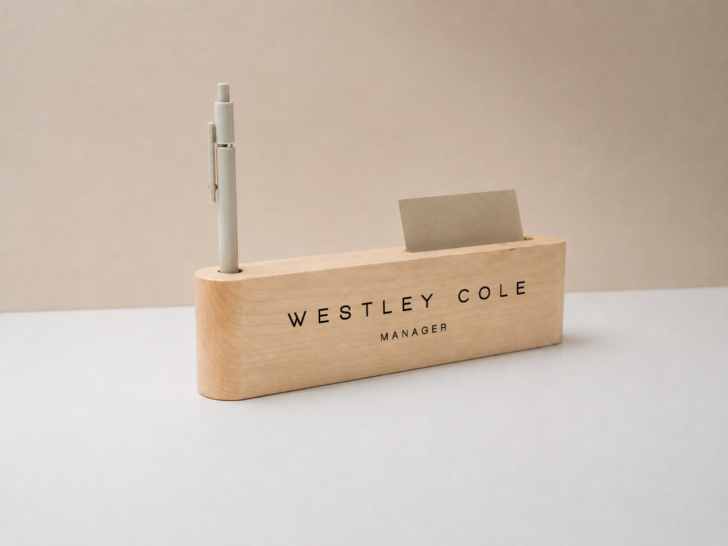Curved Personalized Wood Name Block w/ Slots (D3) - Minimal Executive Desk CEO Room Table Sign Job Office Decor Teacher Graduation Promotion Gift (Copy)