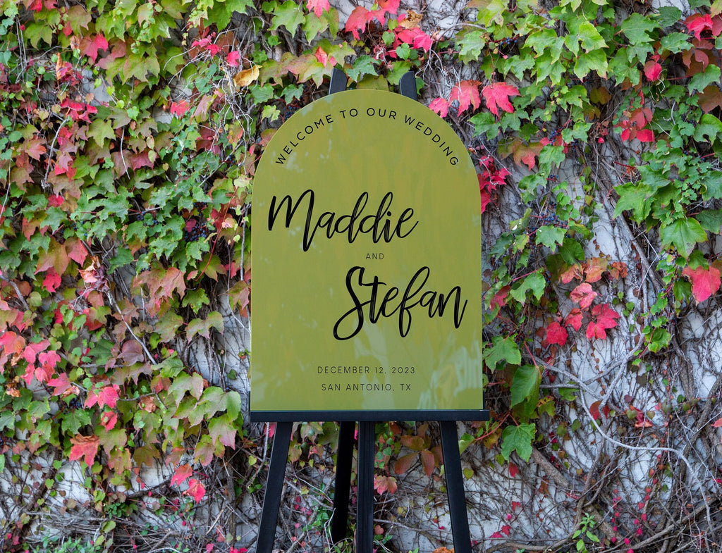 Personalized Arched Acrylic Wedding Welcome Sign (Design 4) , Wedding Sign, Party Sign