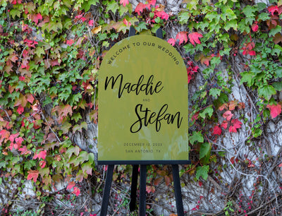 Personalized Arched Acrylic Wedding Welcome Sign (Design 4) , Wedding Sign, Party Sign