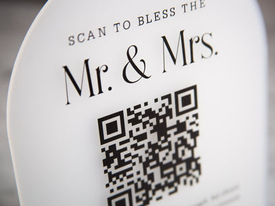 Arched QR Code (Wedding Sign) - 6x7.75" Scannable Acrylic Sign, Wedding Cash Gift Table Decoration, Venmo Paypal Donation