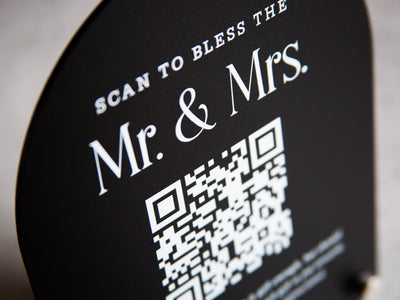 Arched QR Code (Wedding Sign) - 6x7.75" Scannable Acrylic Sign, Wedding Cash Gift Table Decoration, Venmo Paypal Donation