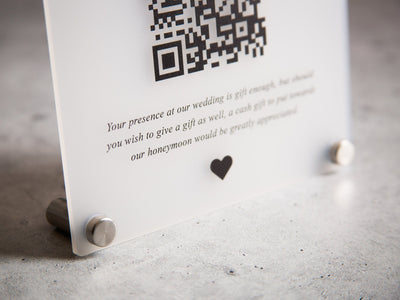 Arched QR Code (Wedding Sign) - 6x7.75" Scannable Acrylic Sign, Wedding Cash Gift Table Decoration, Venmo Paypal Donation