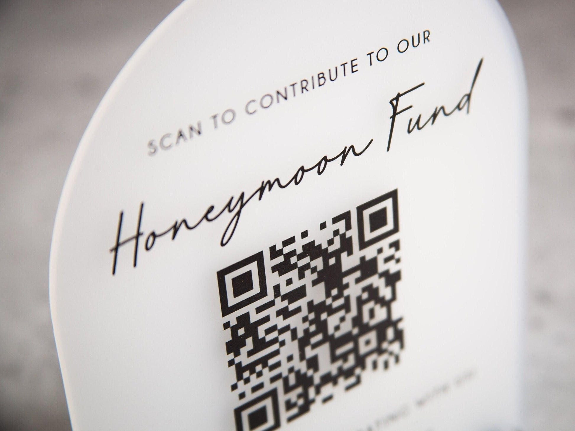 Arched QR Code (Wedding Sign) - 6x7.75" Scannable Acrylic Sign, Wedding Cash Gift Table Decoration, Venmo Paypal Donation