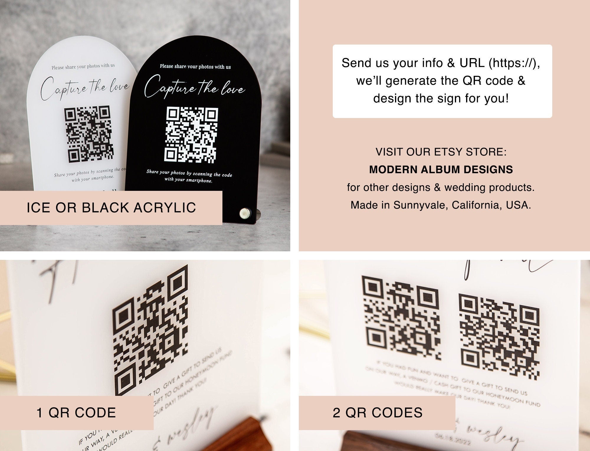 Arched QR Code (Wedding Sign) - 6x7.75" Scannable Acrylic Sign, Wedding Table Decor, Capture The Love Wedding Sign, Share your photos