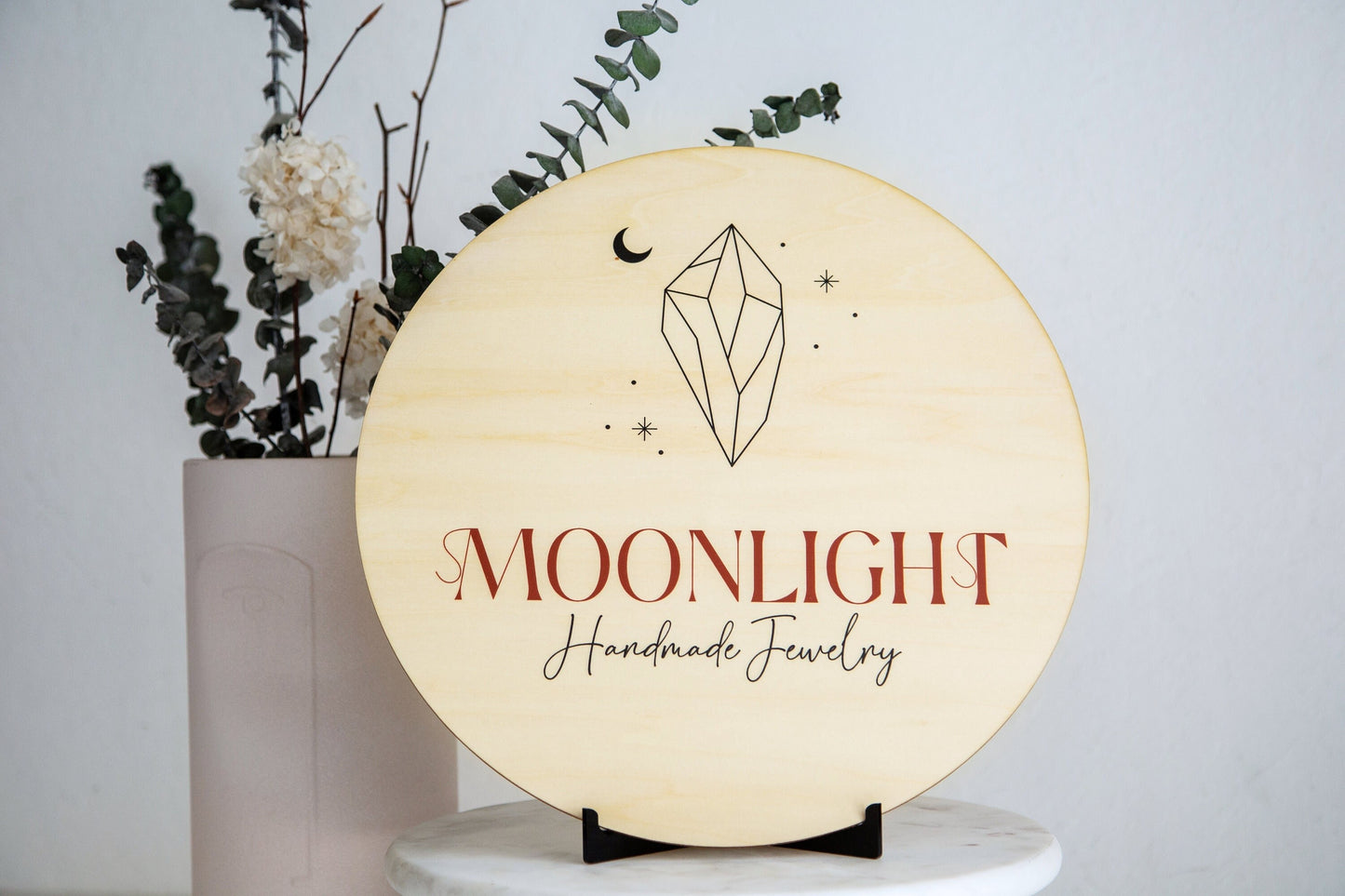 Custom Round Wooden Sign - Small Business Booth Your Actual Logo Minimalist Display Sign Store Front Small Shop Logo Circle Wooden Handmade
