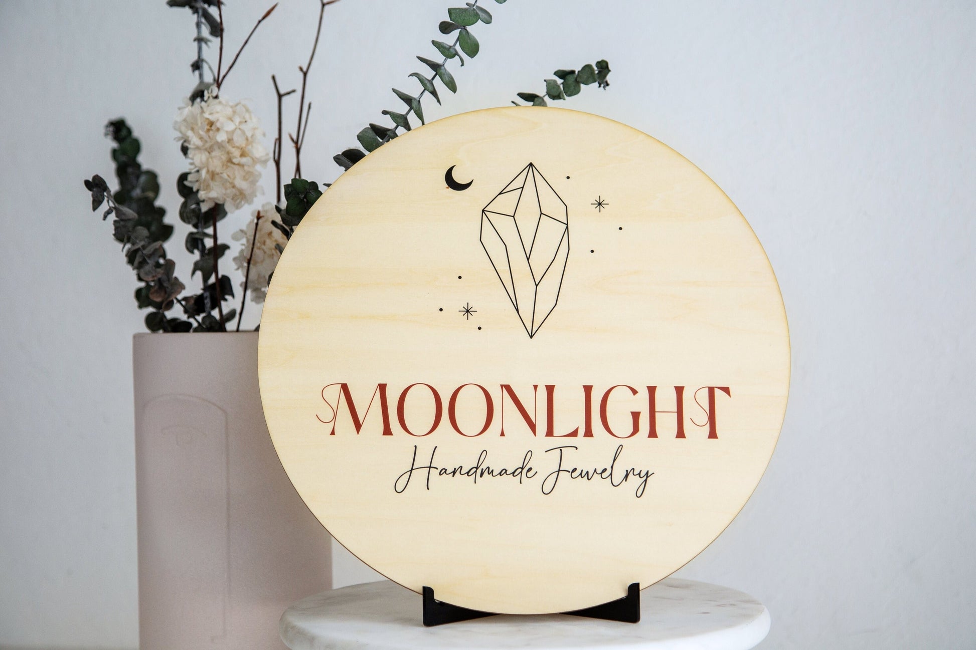 Custom Round Wooden Sign - Small Business Booth Your Actual Logo Minimalist Display Sign Store Front Small Shop Logo Circle Wooden Handmade