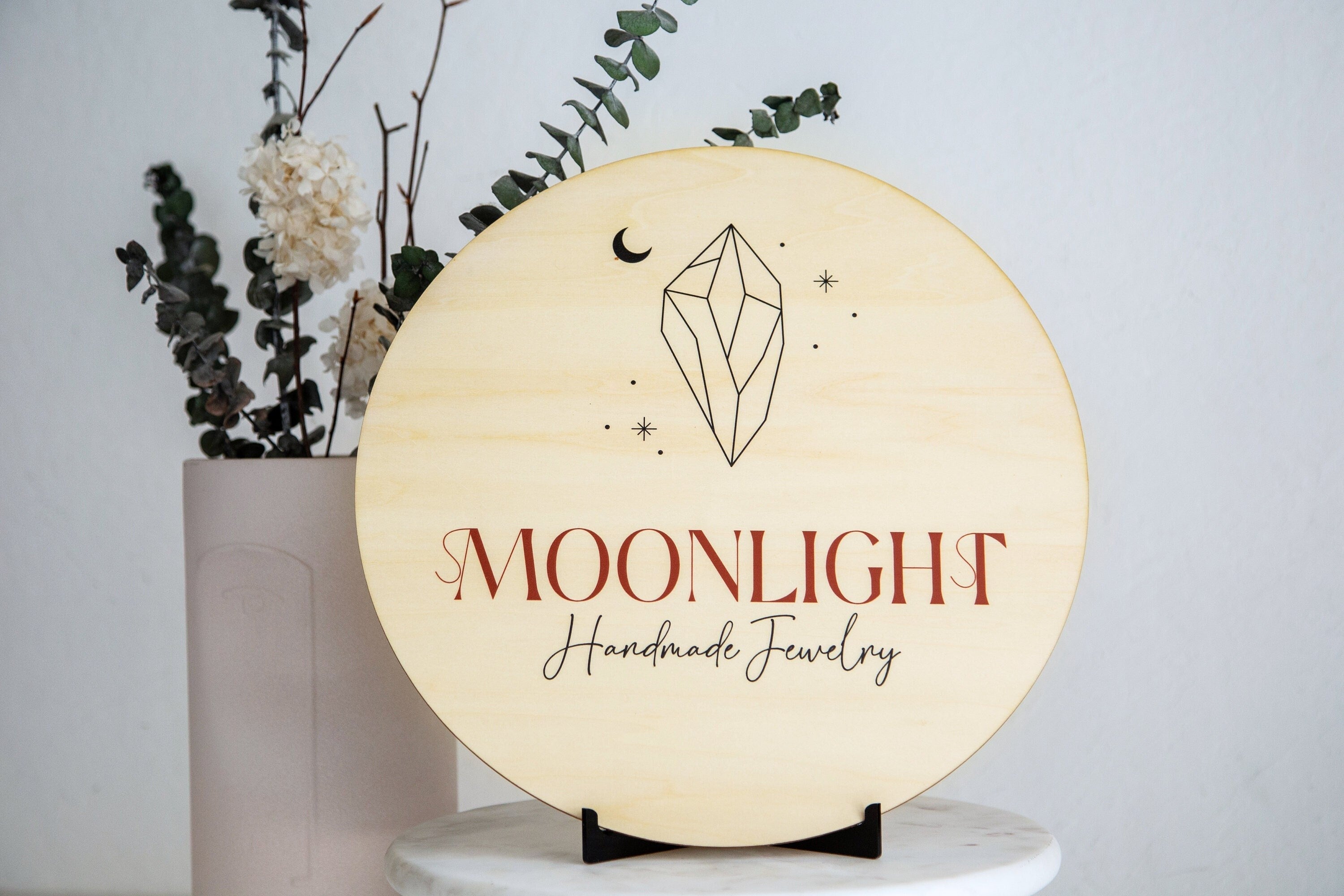 Custom Round Wooden Sign - Small Business Booth Your Actual Logo Minimalist Display Sign Store Front Small Shop Logo Circle Wooden Handmade