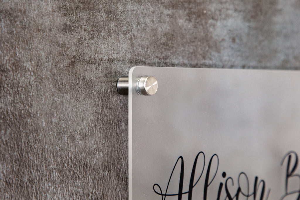 Frosted Acrylic Office Door Sign w/ Metal Stand Offs - 11.5x7" Custom Business Logo Wall Sign, Personalized Medical Office Door Name Plate