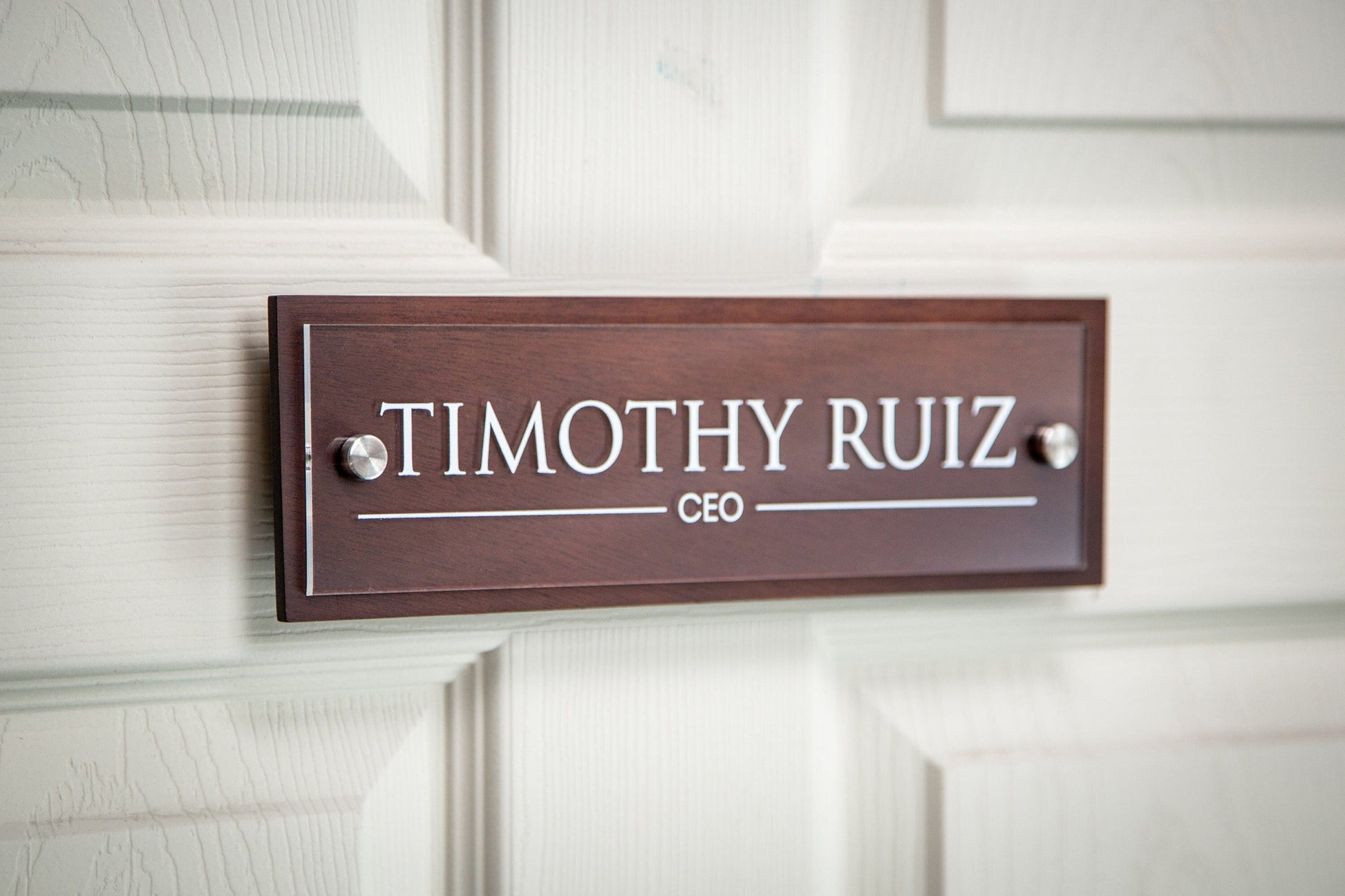 UV Printed Wood Acrylic Wall Sign - Personalized Name Office Executive CEO Sign New Job Position Business Decor, Birthday or Promotion Gift