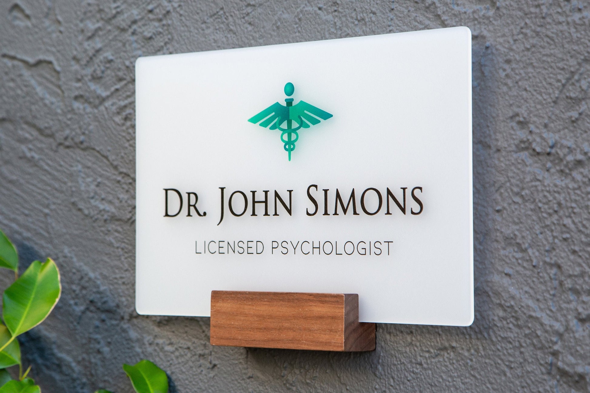 Ice Wall Door Interchangeable Name Plate w/ Wood Stand - 11.5x7" Personalized Custom Sign for Home & Office Wall, New Job Office Wall Decor