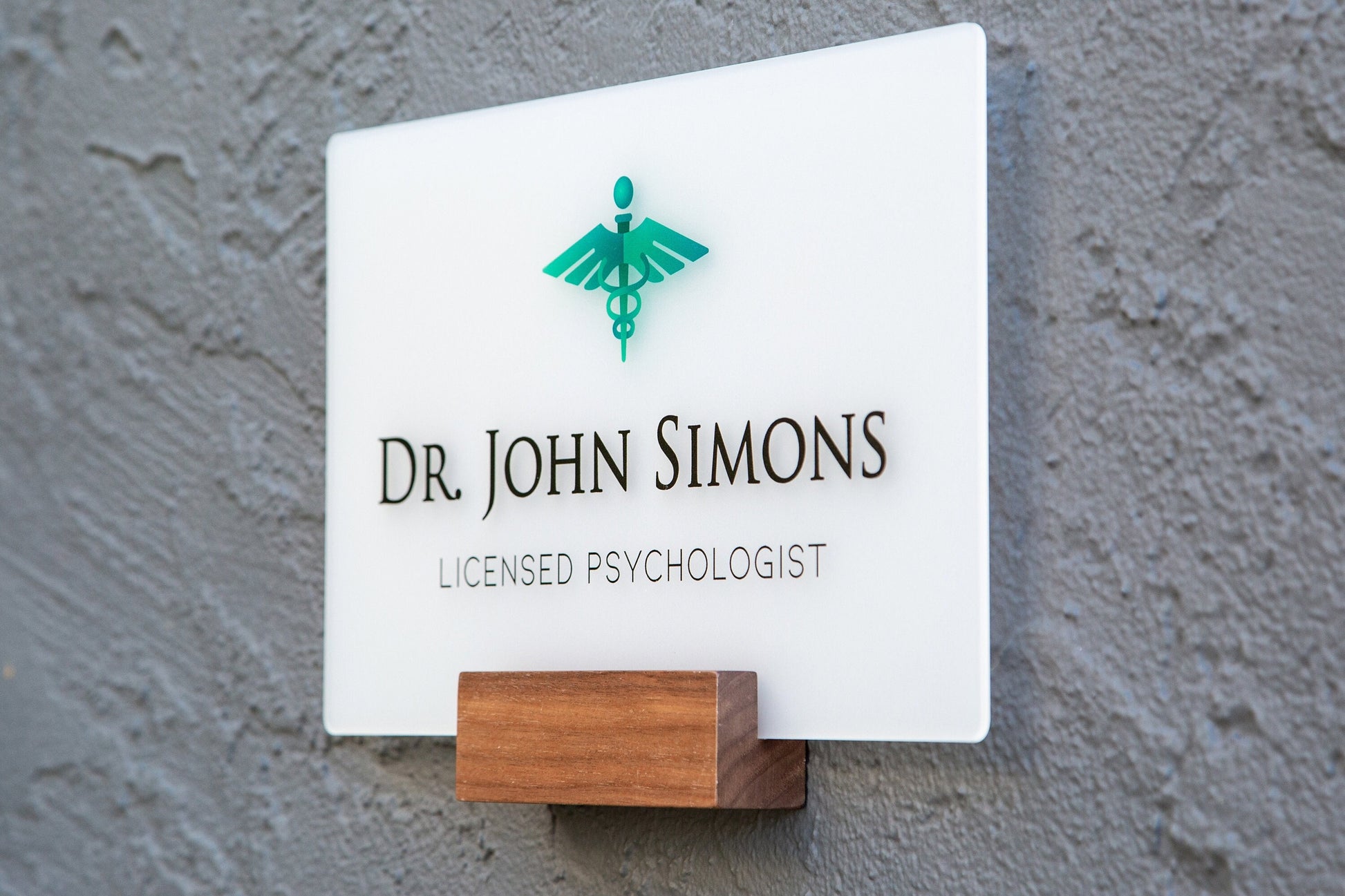 Ice Wall Door Interchangeable Name Plate w/ Wood Stand - 11.5x7" Personalized Custom Sign for Home & Office Wall, New Job Office Wall Decor