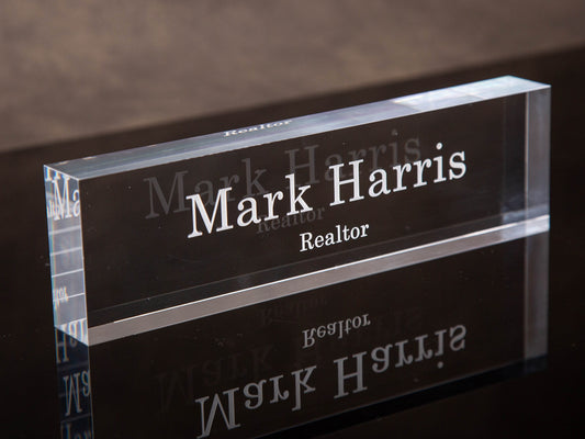 Engraved Desk Block - Minimal Executive Desk CEO Sign, Real Estate Teacher Name Sign, New Job Office Decor, Staff Employee, Dad Gift Ideas