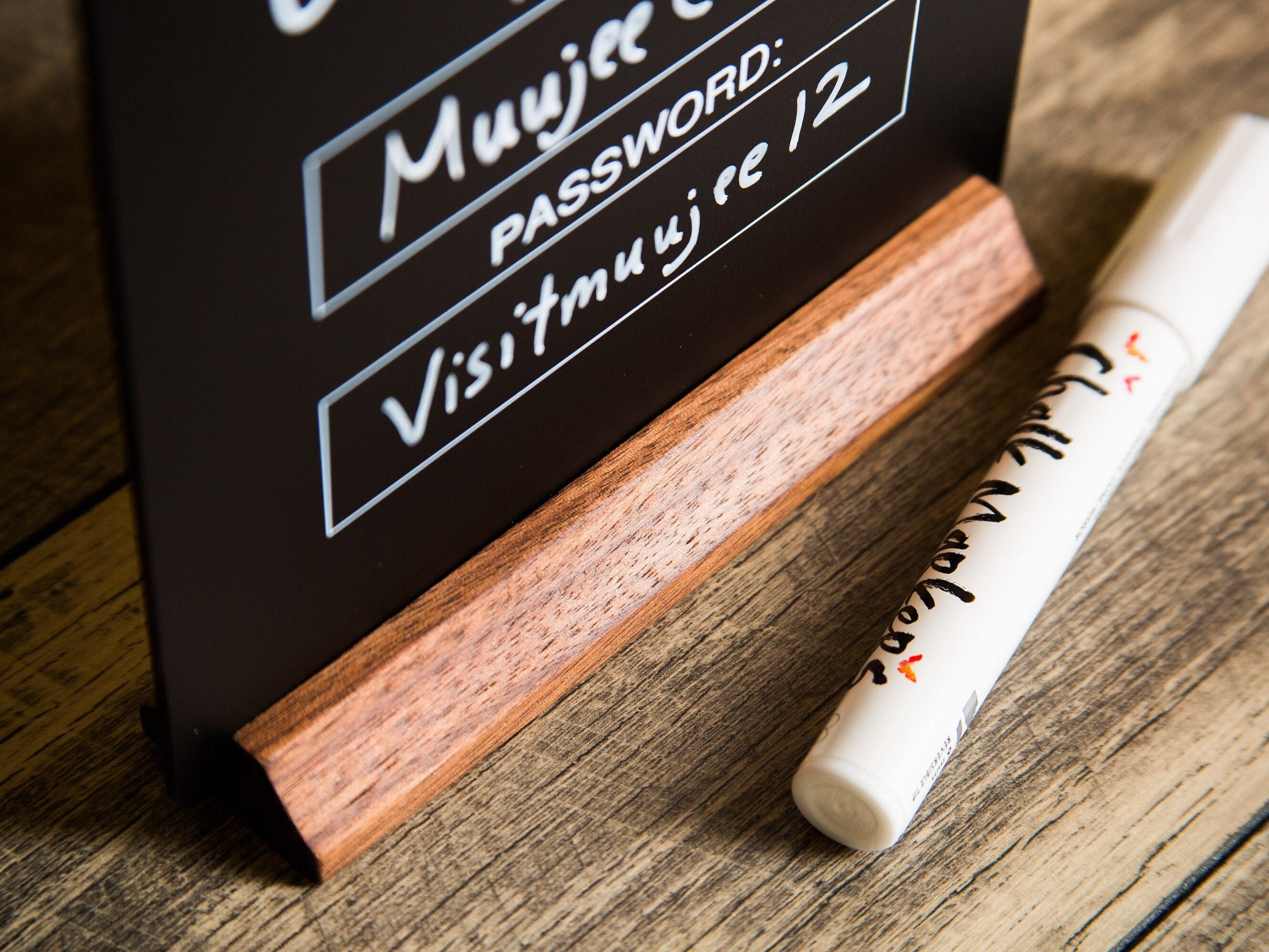 Dry Erase Wifi Acrylic Sign w/ Wood Base (Ready to Ship) - 6.5 x 7.75" Sign for Home & Airbnb Rental, Business Restaurants Bars Hotel