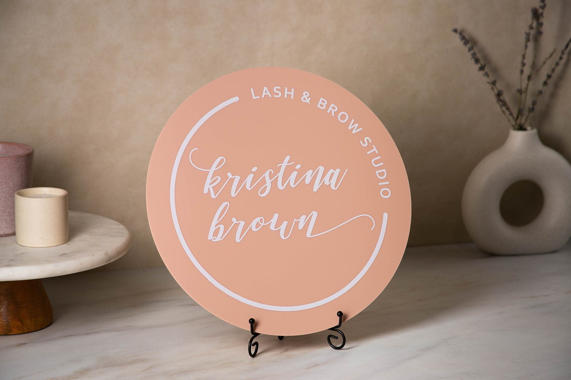 Round Acrylic Sign (Logo) w/ No Holes - custom signage for office door, small business logo sign, girl boss mom gift for business owners