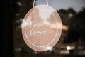 Round Hanging Acrylic Sign (Logo) w/ White Rope - custom signage for office home rental door, small business logo sign, trade show signs
