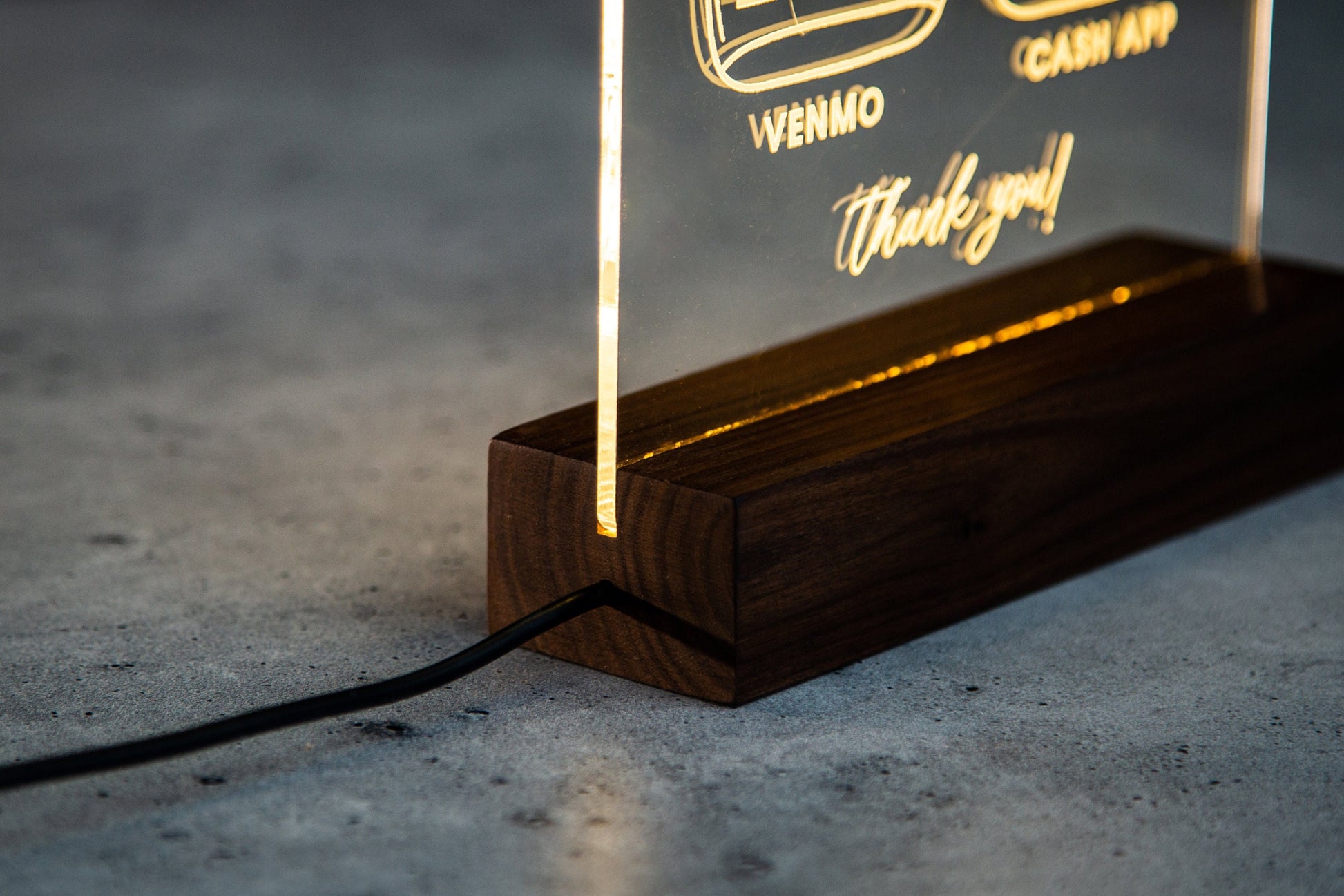 Arched QR Code Sign & Light Up LED Stand (Virtual Tip Jar) - Scan for Tips Payment Venmo Paypal Cashapp, Restaurant Bars Bartender Sign