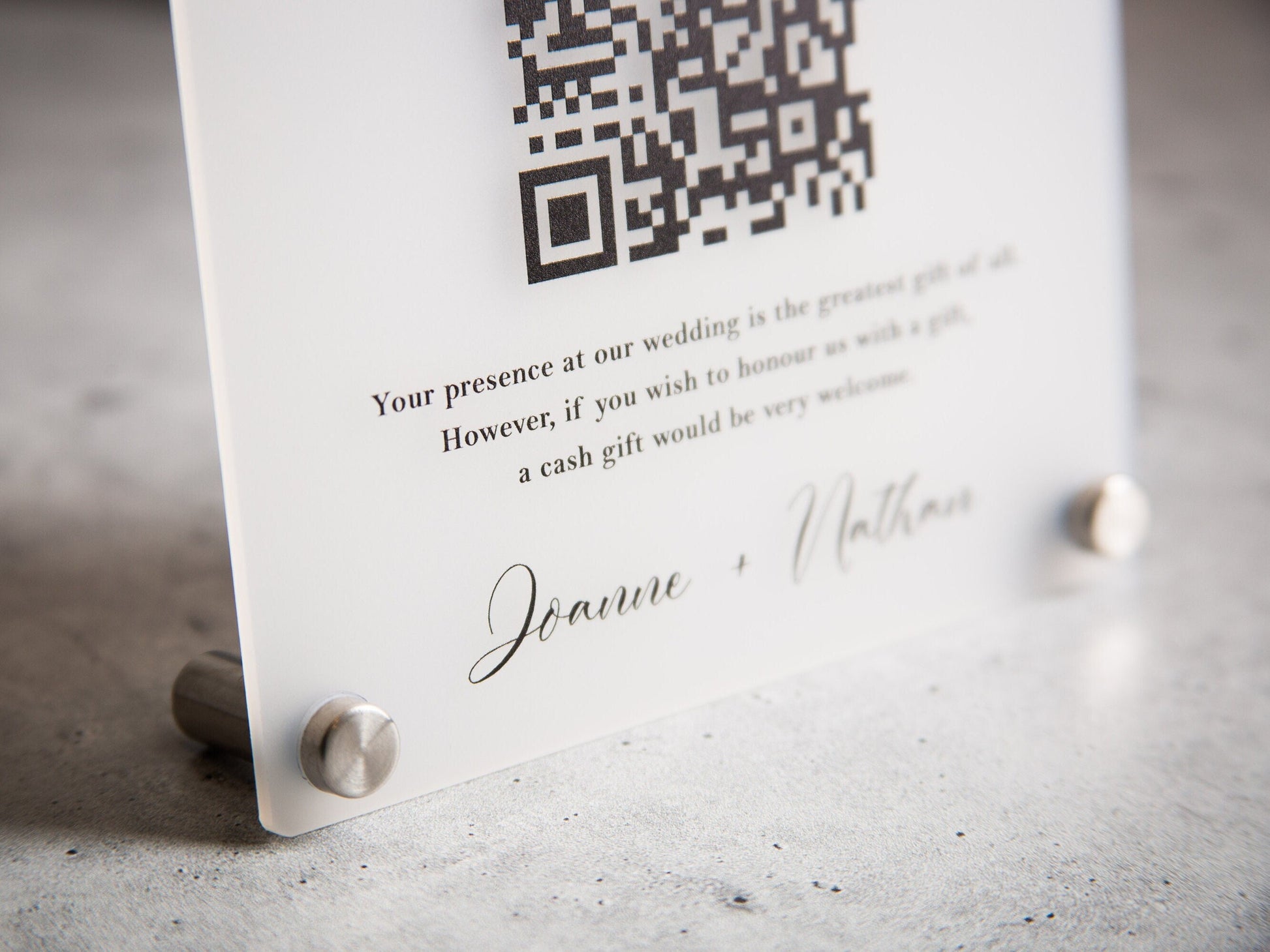 Arched QR Code (Wedding Sign) - 6x7.75" Scannable Acrylic Sign, Wedding Cash Gift Table Decoration, Venmo Paypal Donation