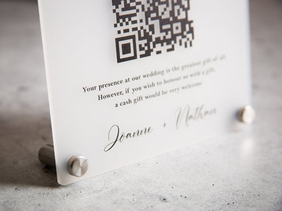 Arched QR Code (Wedding Sign) - 6x7.75" Scannable Acrylic Sign, Wedding Cash Gift Table Decoration, Venmo Paypal Donation