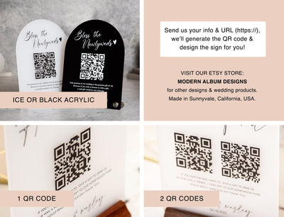 Arched QR Code (Wedding Sign) - 6x7.75" Scannable Acrylic Sign, Wedding Cash Gift Table Decoration, Venmo Paypal Donation