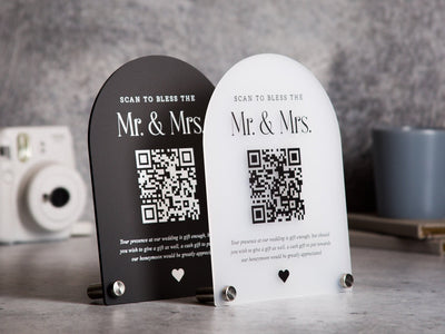 Arched QR Code (Wedding Sign) - 6x7.75" Scannable Acrylic Sign, Wedding Cash Gift Table Decoration, Venmo Paypal Donation