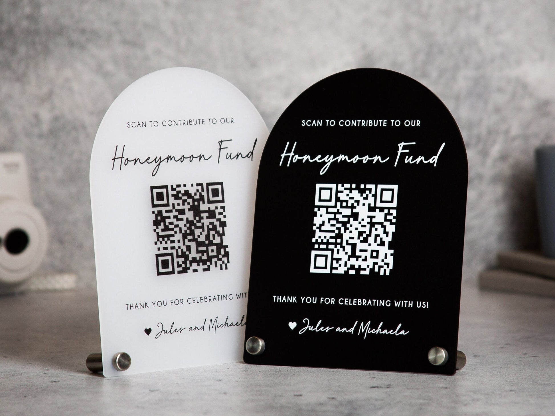 Arched QR Code (Wedding Sign) - 6x7.75" Scannable Acrylic Sign, Wedding Cash Gift Table Decoration, Venmo Paypal Donation