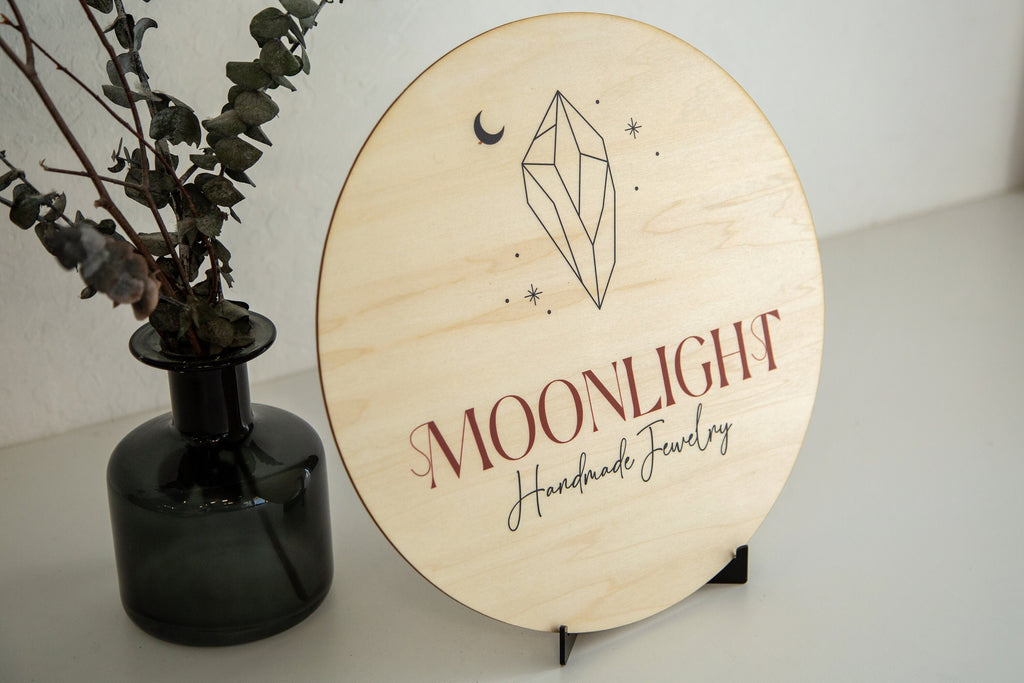 Custom Round Wooden Sign - Small Business Booth Your Actual Logo Minimalist Display Sign Store Front Small Shop Logo Circle Wooden Handmade