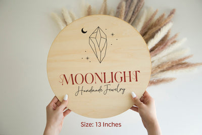 Custom Round Wooden Sign - Small Business Booth Your Actual Logo Minimalist Display Sign Store Front Small Shop Logo Circle Wooden Handmade