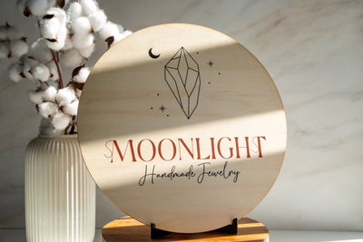 Custom Round Wooden Sign - Small Business Booth Your Actual Logo Minimalist Display Sign Store Front Small Shop Logo Circle Wooden Handmade