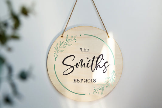 Custom Round Wooden Sign - Wooden Personalized Sign | Personalized Wooden Hanging Sign