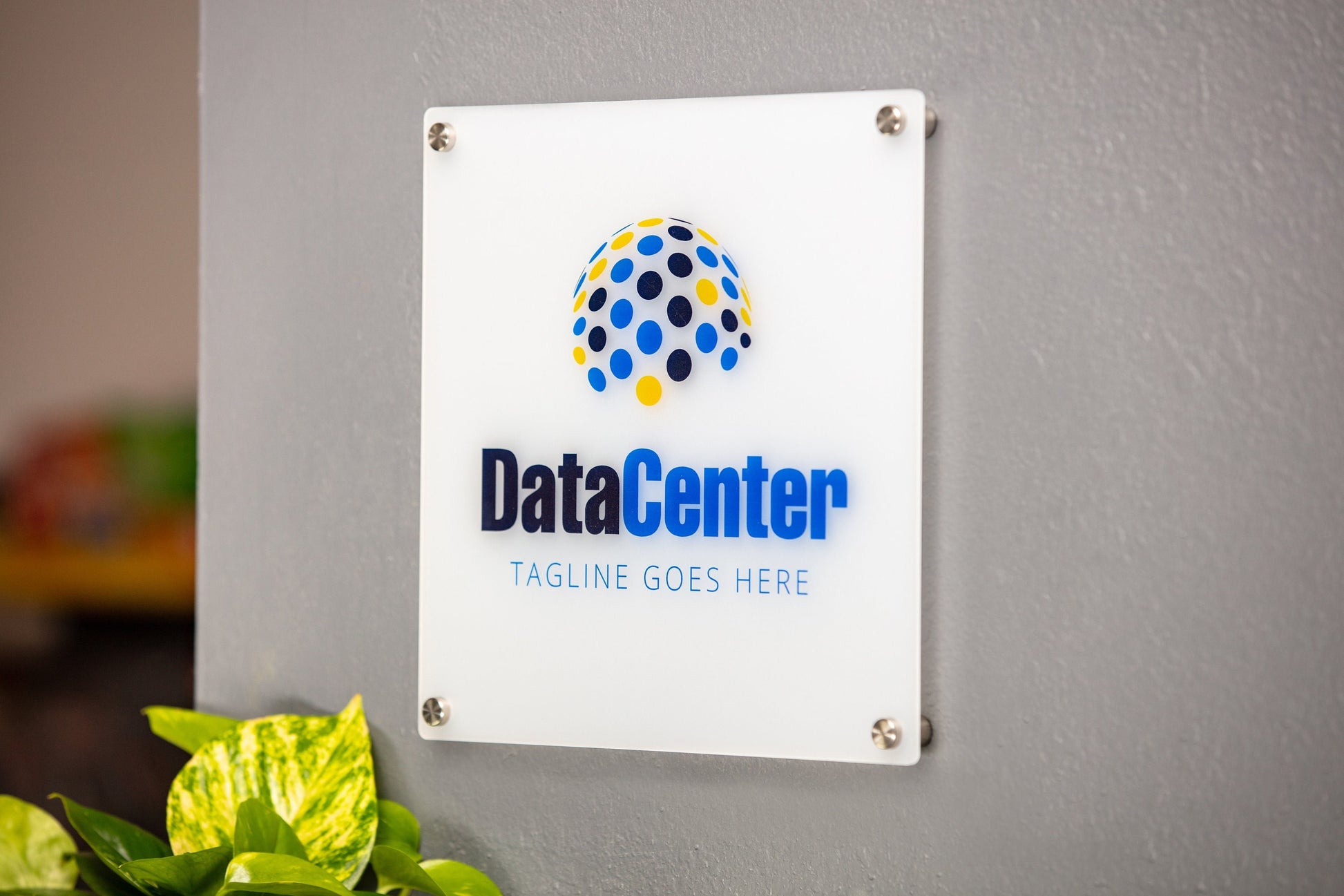 Acrylic Square Business Logo Sign w/ Metal Stand Offs - Custom logo sign for business outdoor, Personalized name sign logo office store font