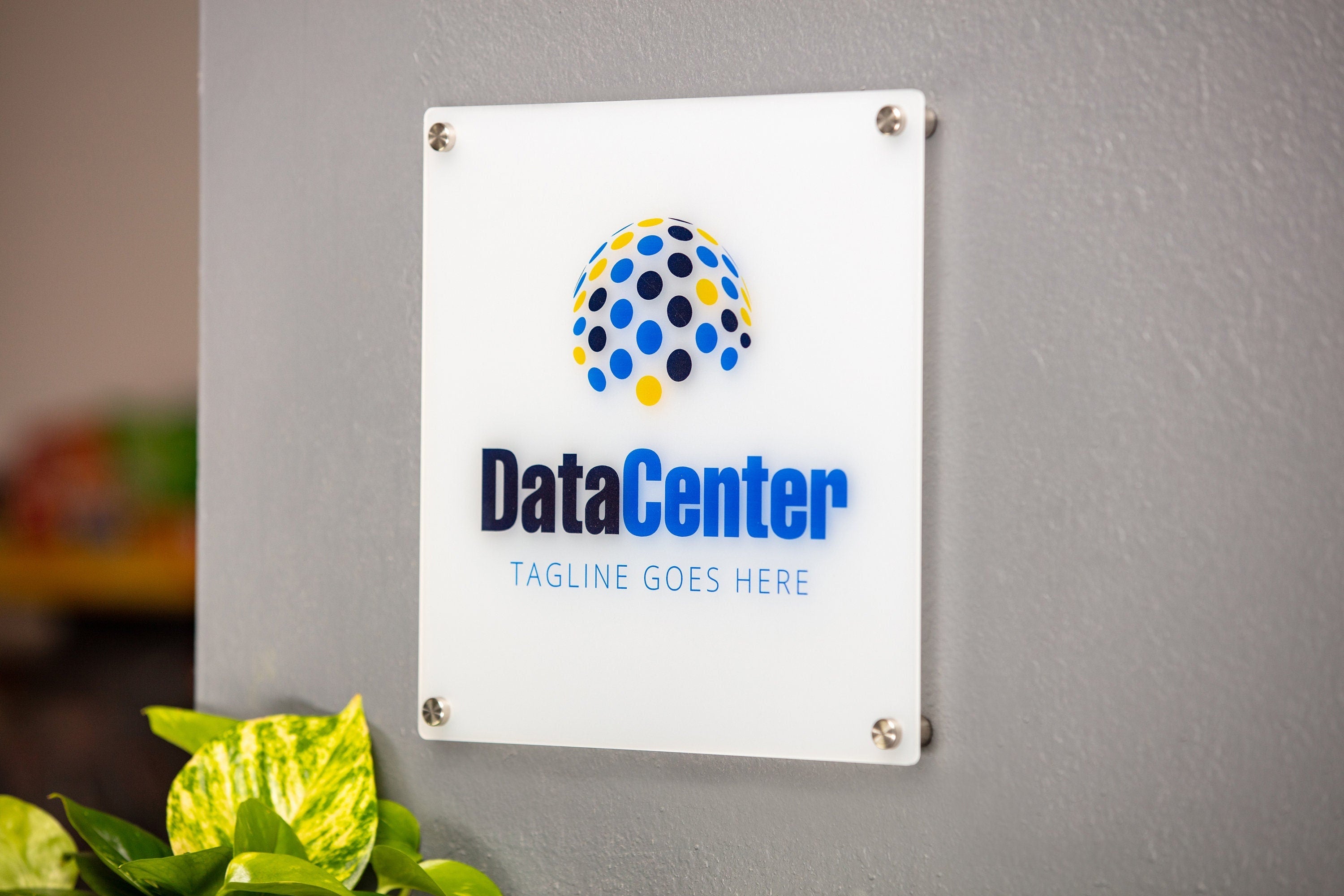 Acrylic Square Business Logo Sign w/ Metal Stand Offs - Custom logo sign for business outdoor, Personalized name sign logo office store font