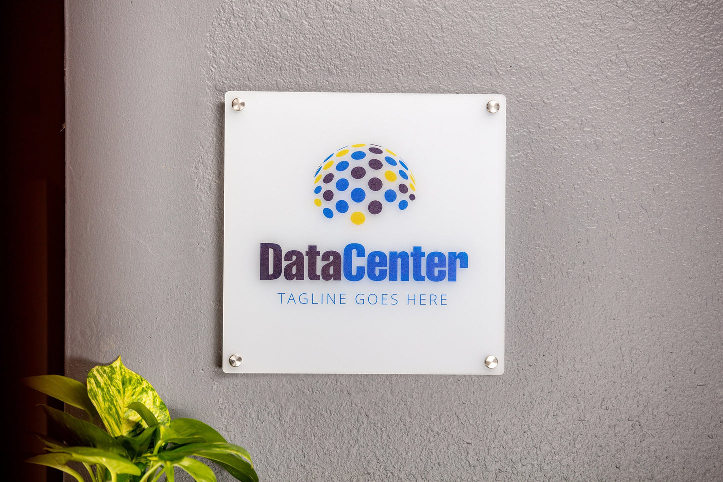 Acrylic Square Business Logo Sign w/ Metal Stand Offs - Custom logo sign for business outdoor, Personalized name sign logo office store font