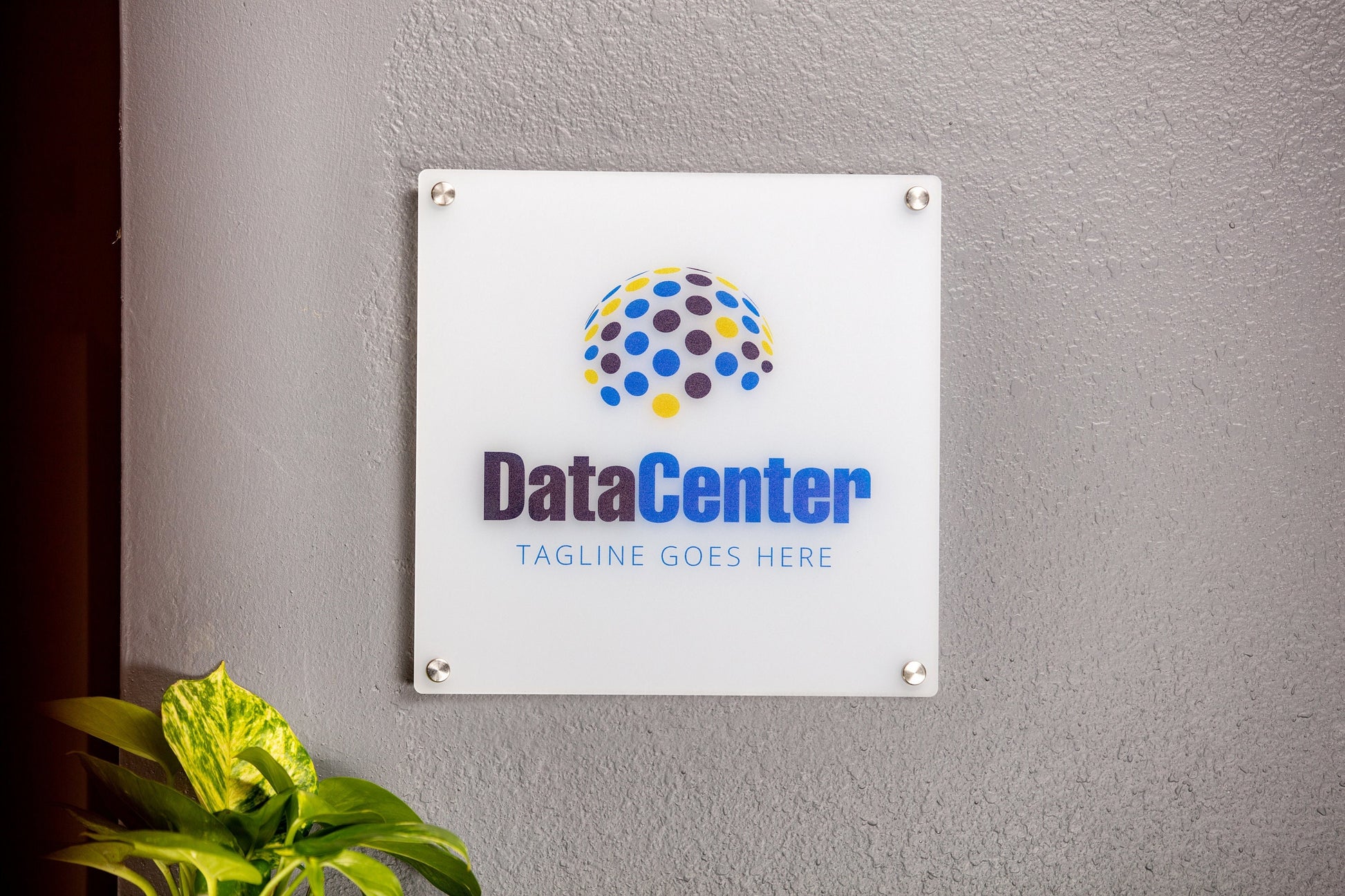 Acrylic Square Business Logo Sign w/ Metal Stand Offs - Custom logo sign for business outdoor, Personalized name sign logo office store font