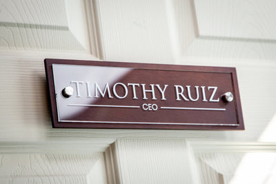 UV Printed Wood Acrylic Wall Sign - Personalized Name Office Executive CEO Sign New Job Position Business Decor, Birthday or Promotion Gift