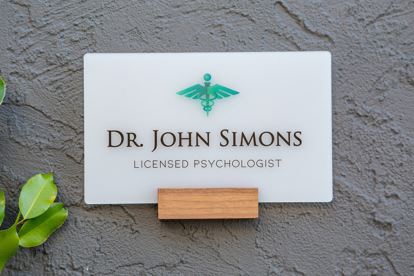 Ice Wall Door Interchangeable Name Plate w/ Wood Stand - 11.5x7" Personalized Custom Sign for Home & Office Wall, New Job Office Wall Decor