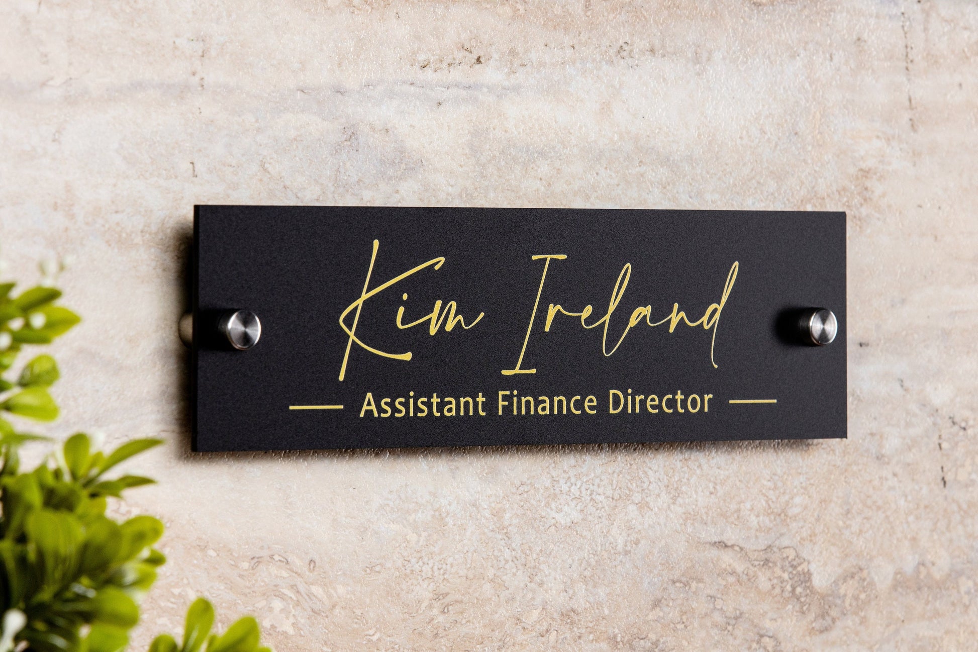 Personalized Wall Sign Name Plate (Gold Text) - 10x2.75" Door Office Sign, Executive CEO Sign, New Job Office Decor Promotion Mom Dad Gift