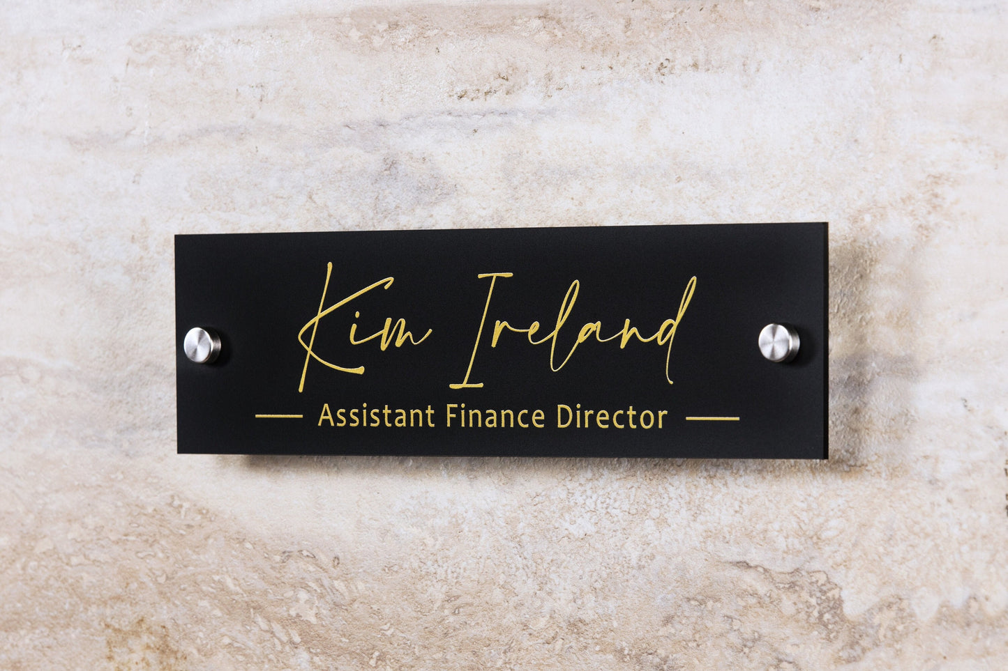 Personalized Wall Sign Name Plate (Gold Text) - 10x2.75" Door Office Sign, Executive CEO Sign, New Job Office Decor Promotion Mom Dad Gift