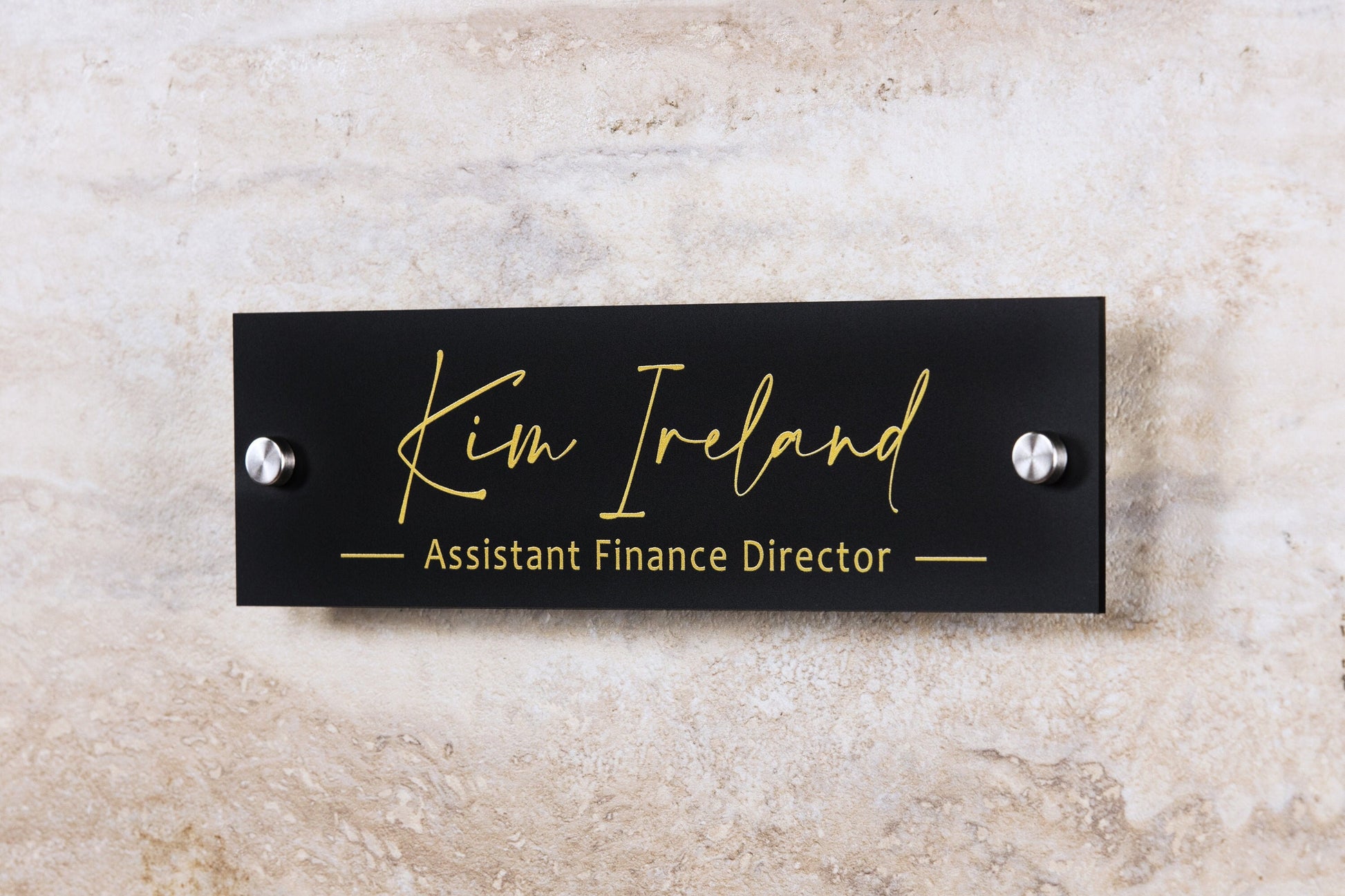 Personalized Wall Sign Name Plate (Gold Text) - 10x2.75" Door Office Sign, Executive CEO Sign, New Job Office Decor Promotion Mom Dad Gift