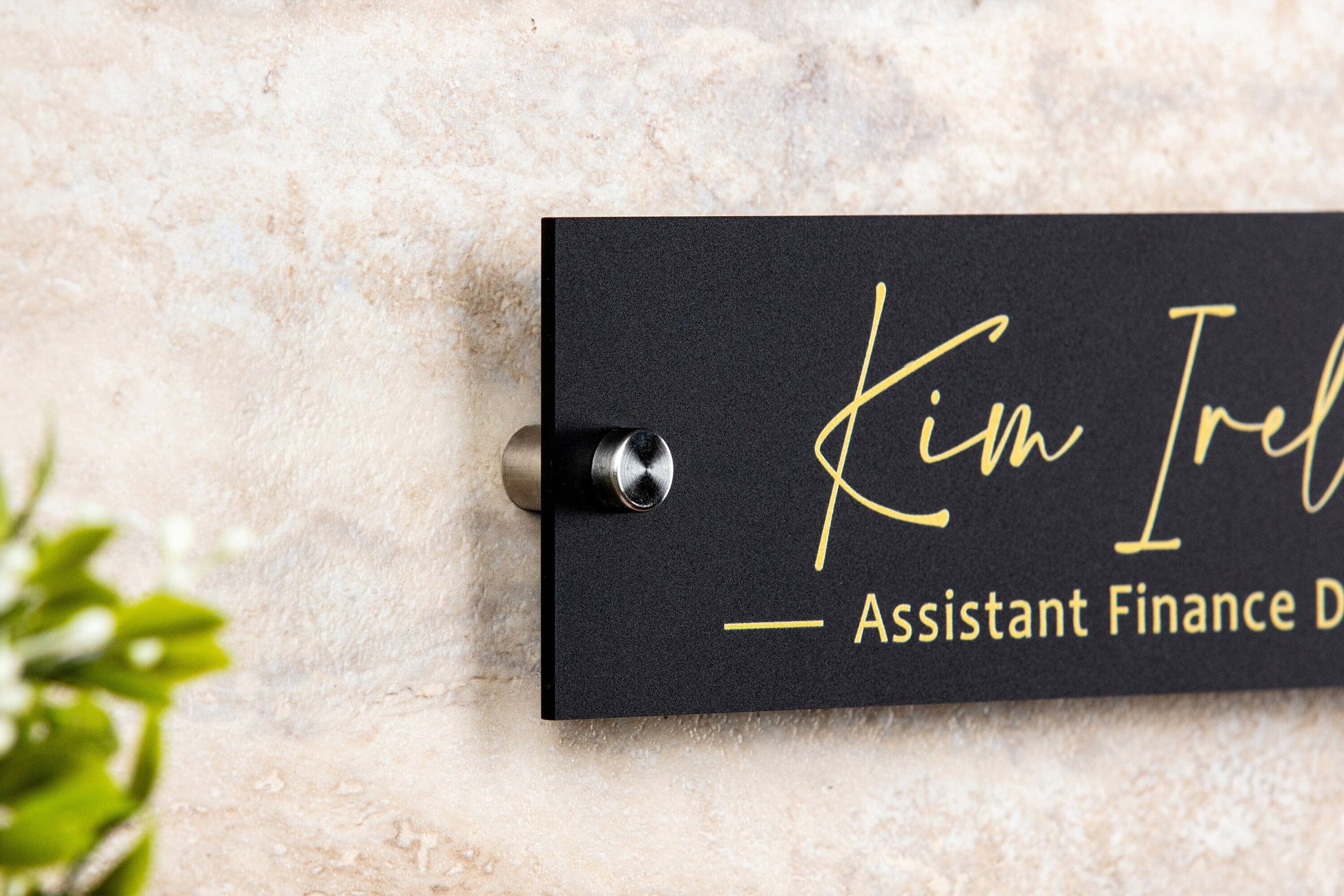 Personalized Wall Sign Name Plate (Gold Text) - 10x2.75" Door Office Sign, Executive CEO Sign, New Job Office Decor Promotion Mom Dad Gift