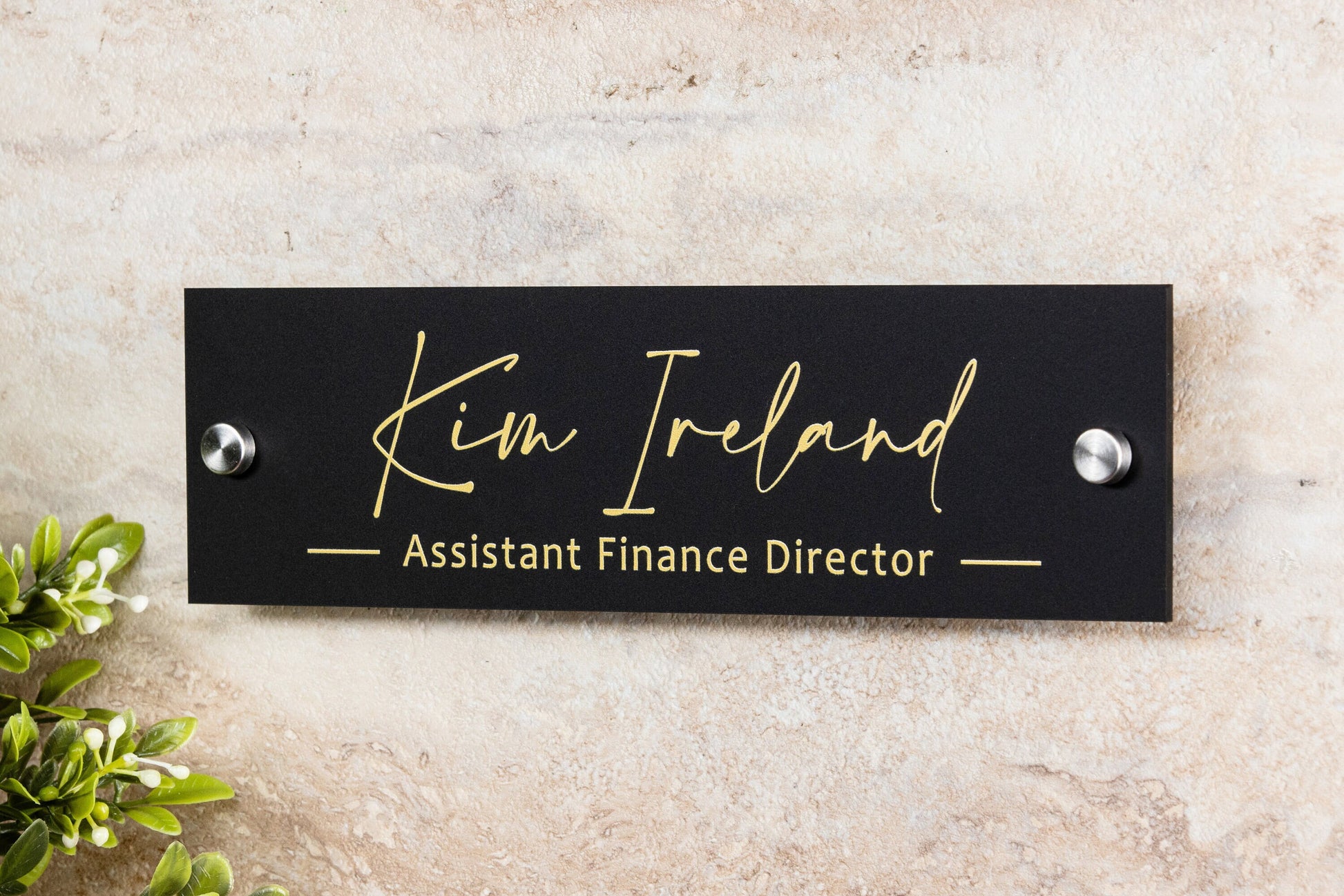 Personalized Wall Sign Name Plate (Gold Text) - 10x2.75" Door Office Sign, Executive CEO Sign, New Job Office Decor Promotion Mom Dad Gift