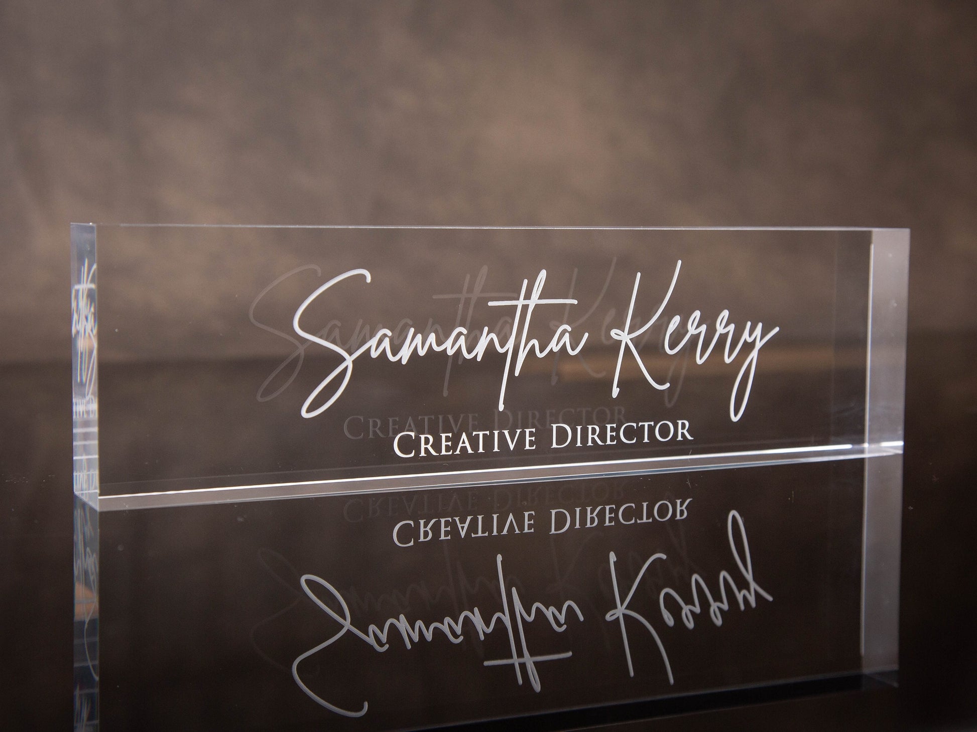 Engraved Desk Block - Minimal Executive Desk CEO Sign, Real Estate or Teacher Name Sign, New Job Office Decor, Company Staff Employee Gift