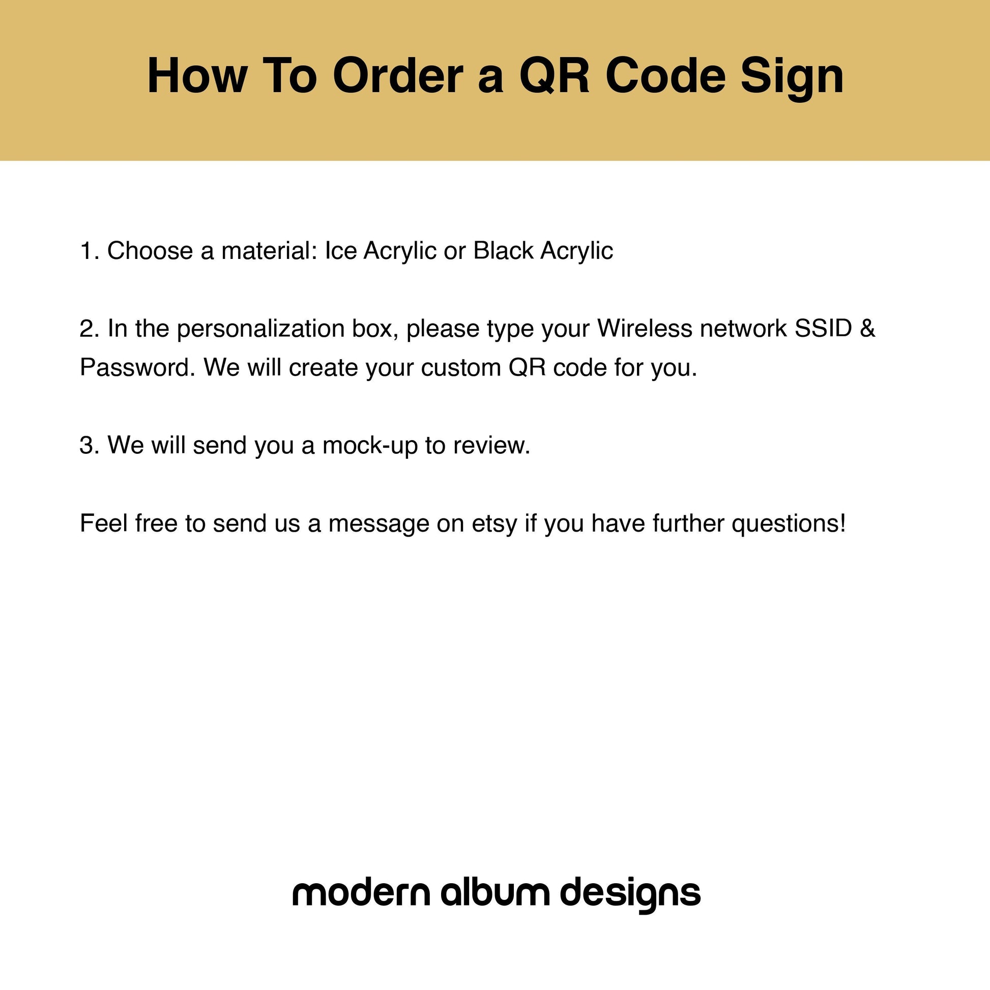 QR Code Wifi Acrylic Sign w/ Wood Base - 6.5 x 7.75" Table Sign for Home & Airbnb Rental, Small Business Nail Salon Restaurant Bar Signage
