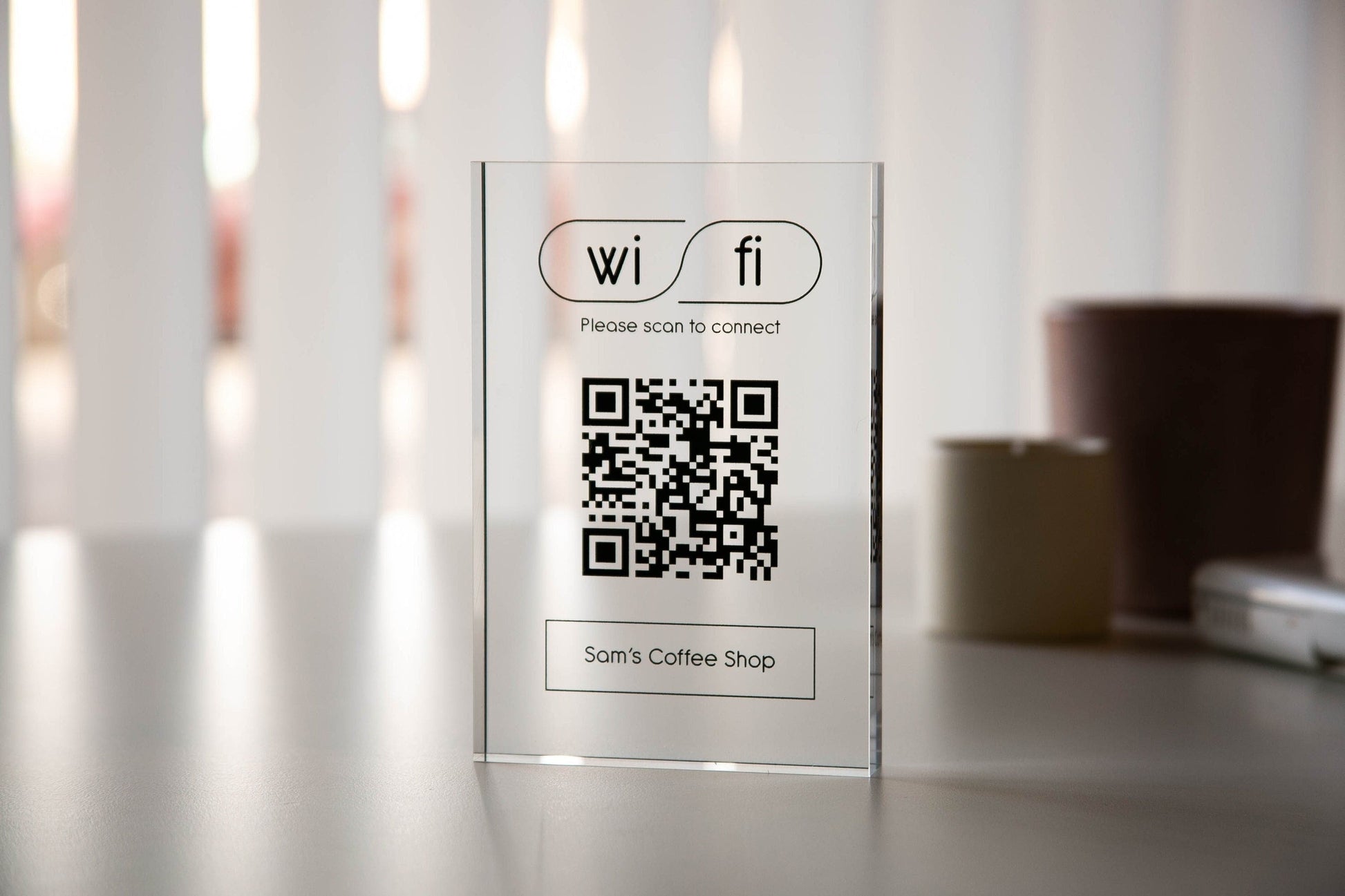 Personalized Acrylic QR Code Wifi Sign (Design 3) - Custom Home Airbnb Hotel Rental Sign for Small Business Beauty Salon Station Decor Bars